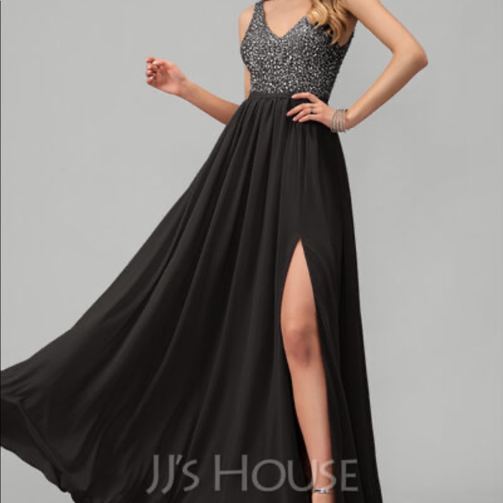Sparkly black bridesmaids dress